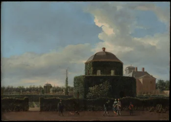 Het Huis ten Bosch in Den Haag en zijn formele tuin (zicht vanuit het oosten)